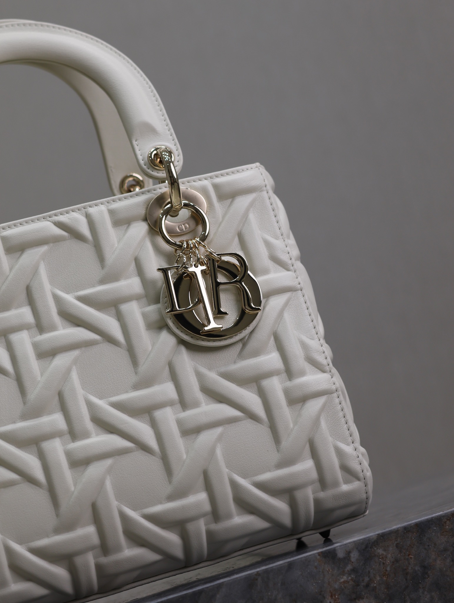 Medium Lady Dior Bag Latte Graphic Cannage Calfskin